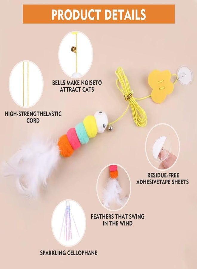 Aeenioy Cat Toys, Hanging Spring Toys for Cats, Interactive Cat Playing Toy with Feathers and Crinkle Paper, Kitten Toys for Indoor Play, 2-Pack - Image 3